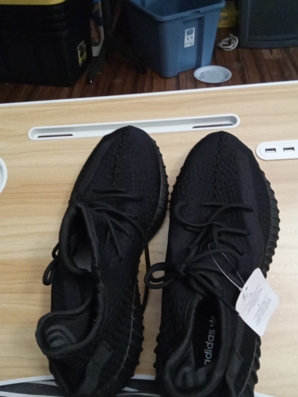 adidas Yeezy Men’s All-Black Knit Athletic Sneakers